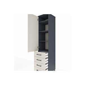 Hyperion Dolap 4 Raflı 4 Çekmeceli Tek Kapaklı 44x44x195 Antrasit-aytaşı