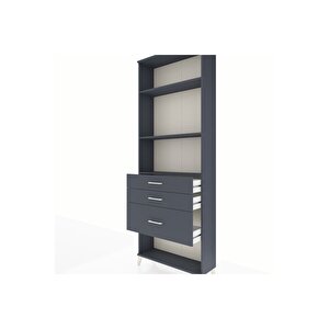 Arges Dolap 3 Raflı 3 Çekmeceli 88x30x243 Antrasit-antrasit