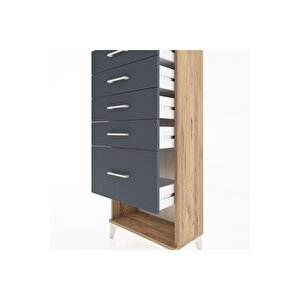 Hyperion Dolap 5 Çekmeceli 60x44x134 Çam-antrasit