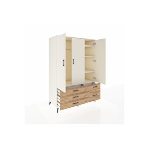 Kronos Dolap 5 Raflı 5 Çekmeceli Tek Askılı 132x59x195 Aytaşı-aytaşı/çam