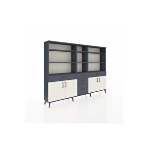 Arges Dolap 11 Raflı 5 Çekmeceli 4 Kapaklı 220x30x163 Antrasit-aytaşı/antrasit