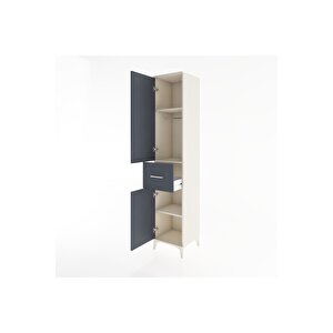 Hyperion Dolap 3 Raflı Tek Çekmeceli Tek Askılı 44x44x221 Aytaşı-antrasit