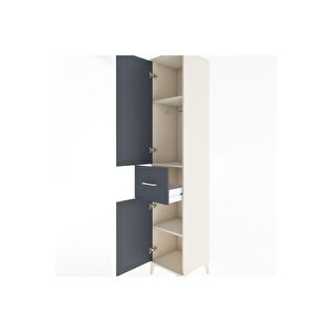 Hyperion Dolap 3 Raflı Tek Çekmeceli Tek Askılı 44x44x221 Aytaşı-antrasit