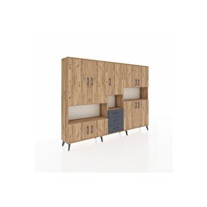 Arges Dolap 13 Raflı 3 Çekmeceli 9 Kapaklı 220x30x163 Çam-çam/antrasit