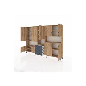 Arges Dolap 13 Raflı 3 Çekmeceli 9 Kapaklı 220x30x163 Çam-çam/antrasit