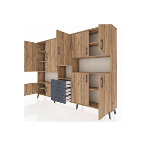 Arges Dolap 13 Raflı 3 Çekmeceli 9 Kapaklı 220x30x163 Çam-çam/antrasit