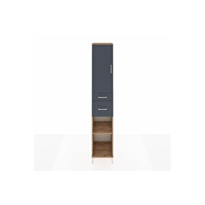 Hyperion Dolap 4 Raflı 2 Çekmeceli Tek Kapaklı 44x44x243 Çam-antrasit