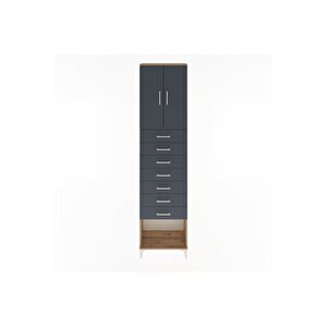 Arges Dolap 2 Raflı 7 Çekmeceli 2 Kapaklı 60x30x243 Çam-antrasit