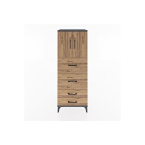 Hyperion Dolap 2 Raflı 4 Çekmeceli 2 Kapaklı 60x44x163 Antrasit-çam