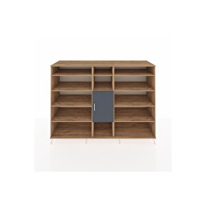 Kronos Dolap 12 Raflı Tek Kapaklı  220x59x163 Çam-antrasit/çam