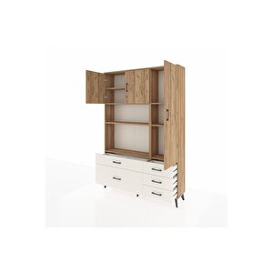 Arges Dolap 7 Raflı 5 Çekmeceli 3 Kapaklı 132x30x195 Çam-çam/aytaşı