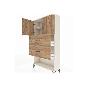 Arges Dolap 2 Raflı 2 Çekmeceli 2 Kapaklı 88x30x163 Aytaşı-antrasit