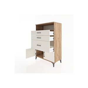 Hyperion Dolap Tek Raflı 3 Çekmeceli 2 Kapaklı 88x44x134 Çam-aytaşı
