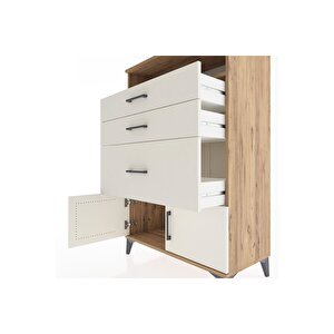 Hyperion Dolap Tek Raflı 3 Çekmeceli 2 Kapaklı 88x44x134 Çam-aytaşı