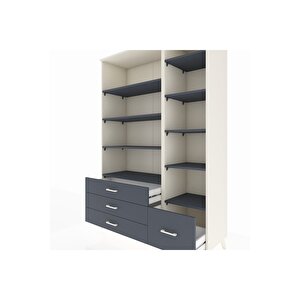 Hyperion Gardrop 9 Raflı 4 Çekmeceli  132x44x195 Aytaşı-antrasit