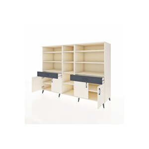 Kronos Dolap 12 Raflı 2 Çekmeceli 4 Kapaklı 220x59x163 Aytaşı-aytaşı/antrasit