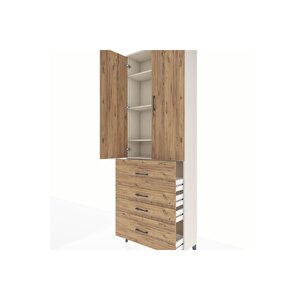 Arges Dolap 4 Raflı 4 Çekmeceli 2 Kapaklı 88x30x243 Aytaşı-çam
