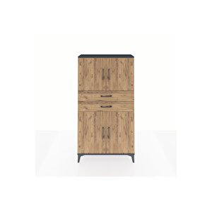 Arges Dolap 3 Raflı 2 Çekmeceli 4 Kapaklı 88x30x163 Antrasit-çam