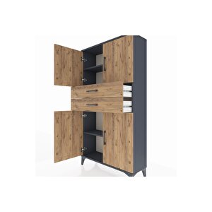 Arges Dolap 3 Raflı 2 Çekmeceli 4 Kapaklı 88x30x163 Antrasit-çam