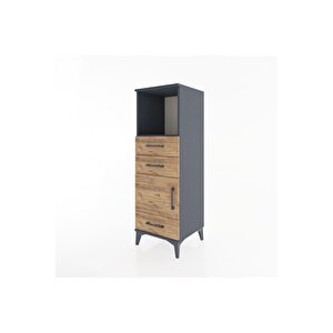 Hyperion Dolap 2 Raflı 3 Çekmeceli Tek Kapaklı 44x44x134 Antrasit-çam