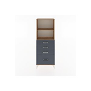 Arges Dolap 2 Raflı 4 Çekmeceli 60x30x163 Çam-antrasit