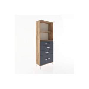 Arges Dolap 2 Raflı 4 Çekmeceli 60x30x163 Çam-antrasit