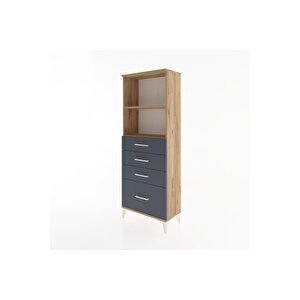 Arges Dolap 2 Raflı 4 Çekmeceli 60x30x163 Çam-antrasit