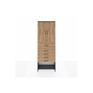 Arges Dolap 3 Raflı 5 Çekmeceli 2 Kapaklı 88x30x243 Antrasit-çam