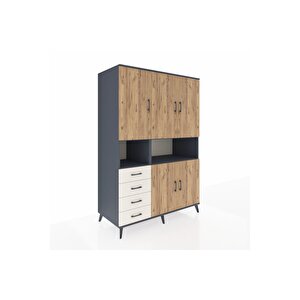 Kronos Dolap 7 Raflı 4 Çekmeceli 5 Kapaklı 132x59x195 Antrasit-çam/aytaşı