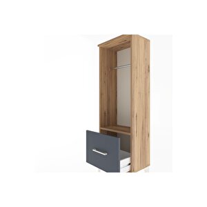 Arges Dolap Tek Raflı Tek Çekmeceli Tek Askılı 44x30x134 Çam-antrasit