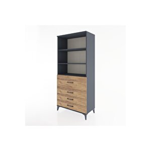 Hyperion Dolap 3 Raflı 4 Çekmeceli 88x44x195 Antrasit-çam