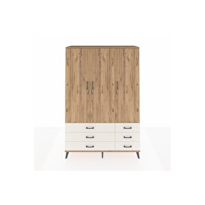 Hyperion Dolap 5 Raflı 6 Çekmeceli Tek Askılı 132x44x195 Çam-çam/aytaşı