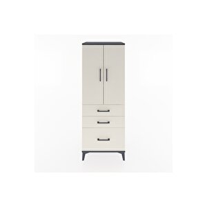Hyperion Dolap 3 Raflı 3 Çekmeceli 2 Kapaklı 60x44x163 Antrasit-aytaşı