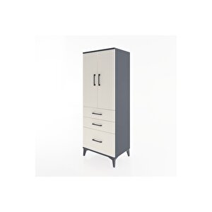 Hyperion Dolap 3 Raflı 3 Çekmeceli 2 Kapaklı 60x44x163 Antrasit-aytaşı