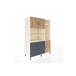 Kronos Dolap 9 Raflı 4 Çekmeceli 3 Kapaklı 132x59x195 Aytaşı-çam/antrasit