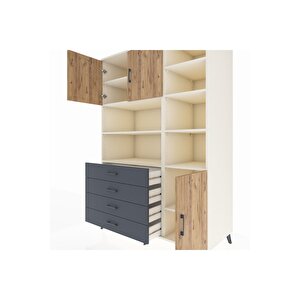 Kronos Dolap 9 Raflı 4 Çekmeceli 3 Kapaklı 132x59x195 Aytaşı-çam/antrasit