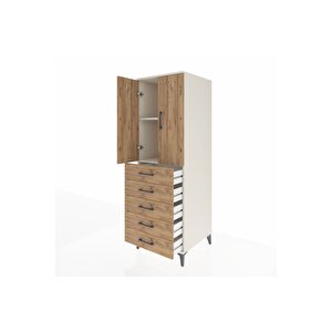 Kronos Dolap 2 Raflı 5 Çekmeceli 2 Kapaklı 60x59x182 Aytaşı-çam