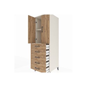 Kronos Dolap 2 Raflı 5 Çekmeceli 2 Kapaklı 60x59x182 Aytaşı-çam