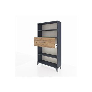 Arges Dolap 3 Raflı Tek Çekmeceli 88x30x163 Antrasit-çam