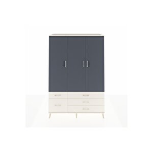 Kronos Dolap 5 Raflı 5 Çekmeceli Tek Askılı 132x59x195 Aytaşı-antrasit/aytaşı