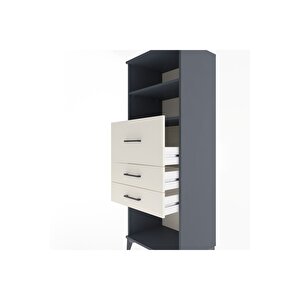 Hyperion Dolap 2 Raflı 3 Çekmeceli 60x44x163 Antrasit-aytaşı