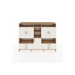 Hyperion Dolap 12 Raflı 4 Çekmeceli 5 Kapaklı 220x44x163 Çam-aytaşı