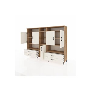 Hyperion Dolap 12 Raflı 4 Çekmeceli 5 Kapaklı 220x44x163 Çam-aytaşı