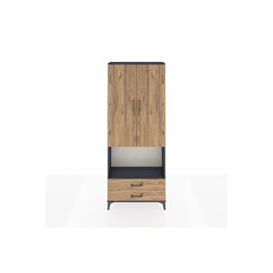 Arges Dolap 3 Raflı 2 Çekmeceli Tek Askılı 88x30x221 Antrasit-çam