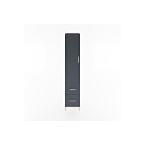 Hyperion Dolap 2 Raflı 2 Çekmeceli Tek Askılı 44x44x221 Antrasit-antrasit