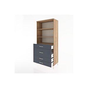 Hyperion Dolap 3 Raflı 4 Çekmeceli 88x44x195 Çam-antrasit