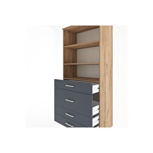 Hyperion Dolap 3 Raflı 4 Çekmeceli 88x44x195 Çam-antrasit