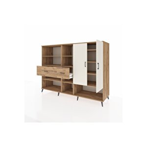 Kronos Dolap 10 Raflı 2 Çekmeceli 2 Kapaklı 220x59x163 Çam-aytaşı/çam