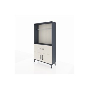 Arges Dolap Tek Raflı Tek Çekmeceli Tek Askılı 88x30x163 Antrasit-aytaşı