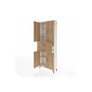 Arges Dolap 4 Raflı 2 Çekmeceli 4 Kapaklı 88x30x243 Aytaşı-çam